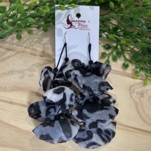Dark Animal Print Silky Petal Earrings