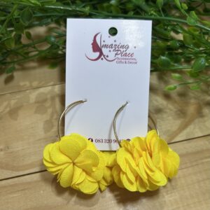 Yellow Hoop Petal Earrings