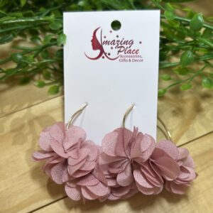 Dusty Pink Hoop Petal Earrings