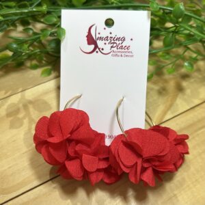 Red Hoop Petal Earrings