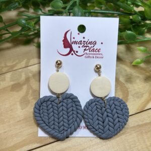 Grey Heart Earrings
