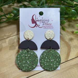 Green Dotted Pattern Earrings