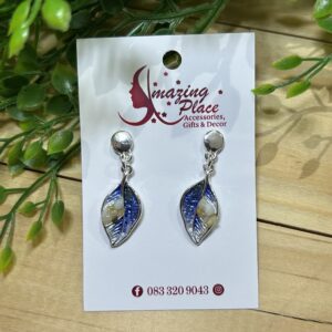 Blue Leaf Earrings