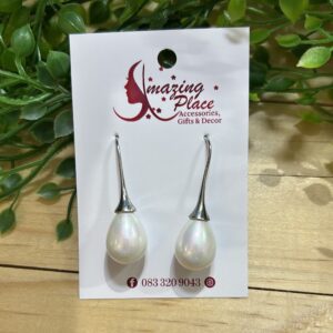 White Tear Drop Earrings
