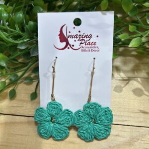 Aqua Green Flower Earrings