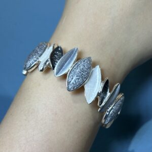 Black Grey And White Leaf Bracelet