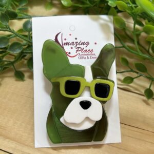 Green Bulldog Brooch