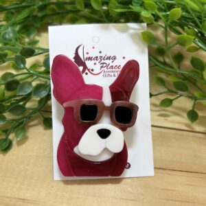 Pink Bulldog Brooch