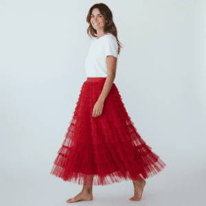 Red Tule Skirt