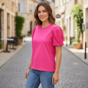 Pink Detail Sleeved Top