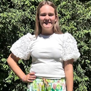 White Floral Sleeve top