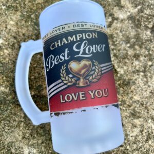 Frosted Glass Beer Mug Black Label