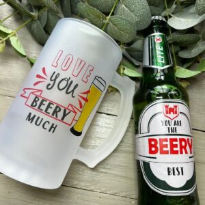 Frosted Glass Beer Mug Love