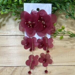 Maroon Floral Earrings