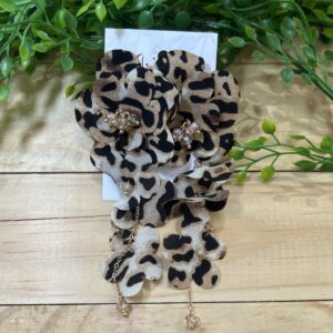 Leopard Print Floral Earrings
