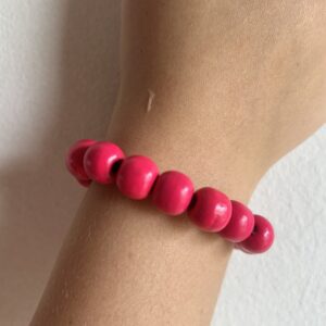 Bright Pink Wooden Beaded Bracelet