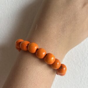 Orange Wooden Beaded Bracelet