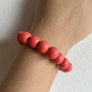 Coral Wooden Beaded Bracelet