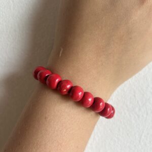 Red Wooden Beaded Bracelet