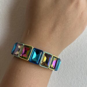 Blue, Teal And Yellow Rhinestone Bracelet