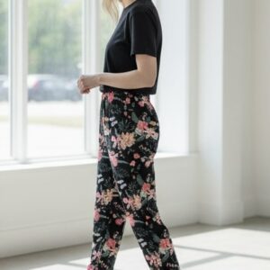 Black Floral Harem Pant