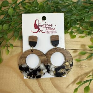 Black And Wooden Earrings