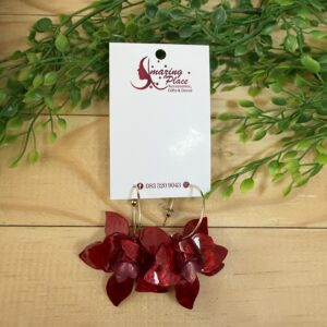 Red Hard Flower Earrings