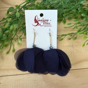 Navy Soft Flower Earrings