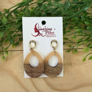 Wooden Earrings With Gold
