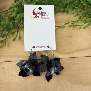 Black Hard Flower Earrings