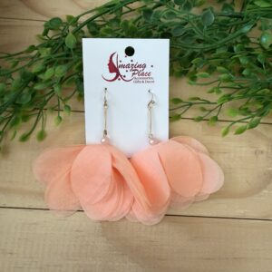 Peachy  Coral Soft Flower Earrings