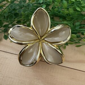 Champagne Beige And Gold Flower Claw Clip
