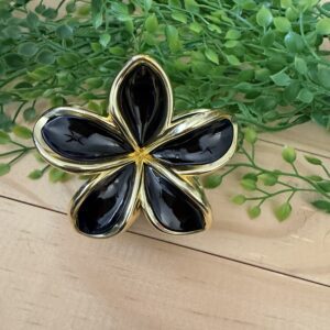 Black And Gold Flower Claw Clip