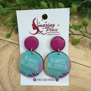 Pink And Teal Inspirational Earrings