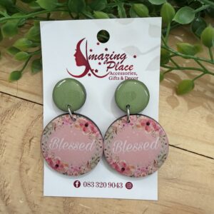 Pink And Green Inspirational Earrings