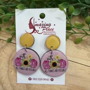 Yellow And Pink Inspirational Earrings