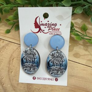 Blue Inspirational Earrings