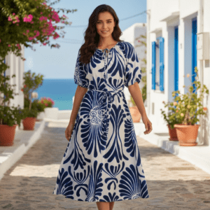 Blue Geometric Maxi Dress