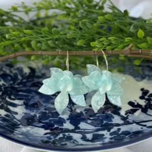 Light Blue Hard Flower Earrings