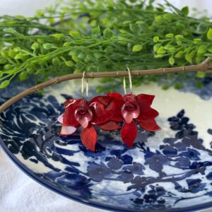 Red Hard Flower Earrings