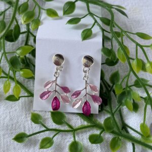 Pink Leaf Earrings