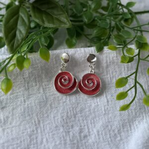 Red Spiral Earrings