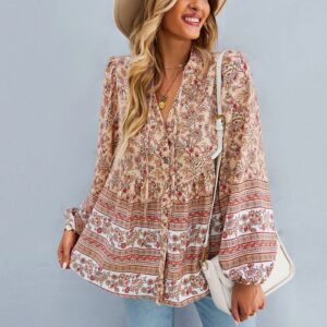 Floral Print Button Up Blouse