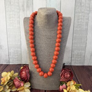 Orange Wooden Beaded Necklace