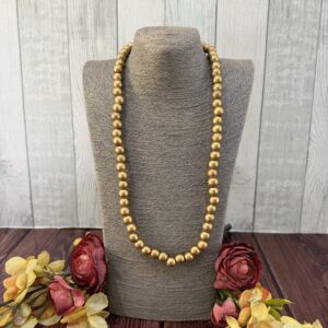 Gold Wooden Beaded Necklace