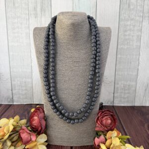 Grey Wooden Beaded Necklace