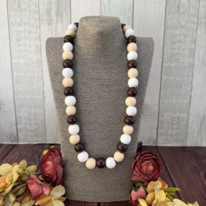 Neutral Wooden Beaded Necklace