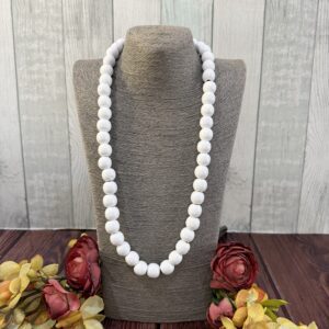 White Wooden Beaded Necklace