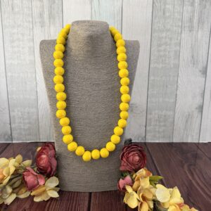 Yellow Wooden Beaded Neccklace
