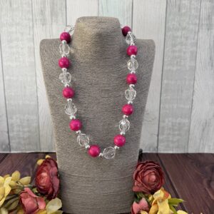 Pink Wooden Beaded Necklace